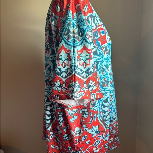 Graphic Tunic with Short Sleeves and Mandarin Collar - Picture 7 of 7